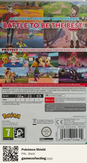 Pokémon Shield Nintendo Switch, PAL box back
