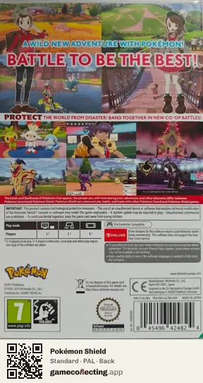 Pokémon Shield Nintendo Switch, PAL box back