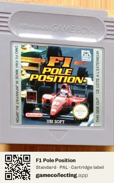 F1 Pole Position Game Boy, PAL cartridge label
