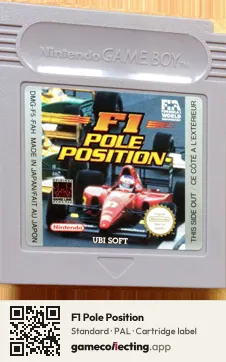 F1 Pole Position Game Boy, PAL cartridge label