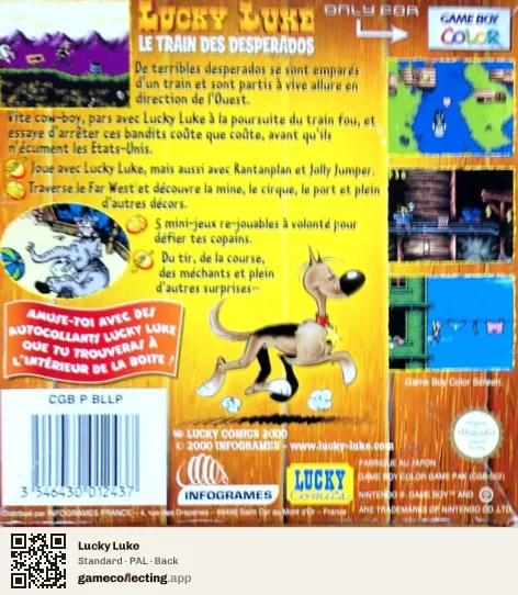 Lucky Luke Game Boy Color, PAL box back