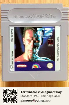 Terminator 2: Judgment Day Game Boy, PAL cartridge label