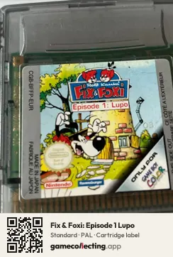 Fix & Foxi: Episode 1 Lupo Game Boy Color, PAL cartridge label