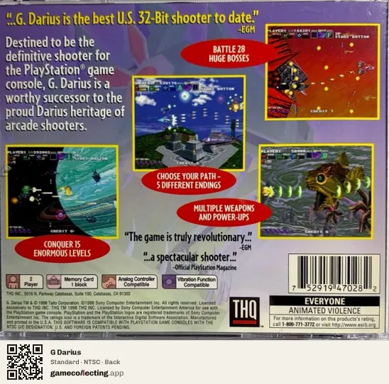 G Darius PlayStation, NTSC box back