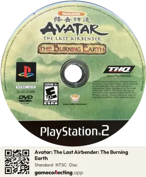 Avatar: The Last Airbender: The Burning Earth PlayStation 2, NTSC disc