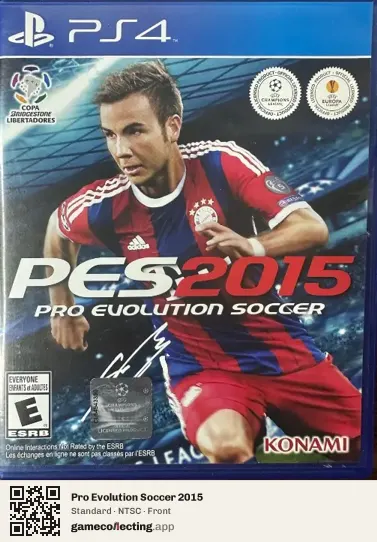 Pro Evolution Soccer 2015 PlayStation 4, NTSC box front