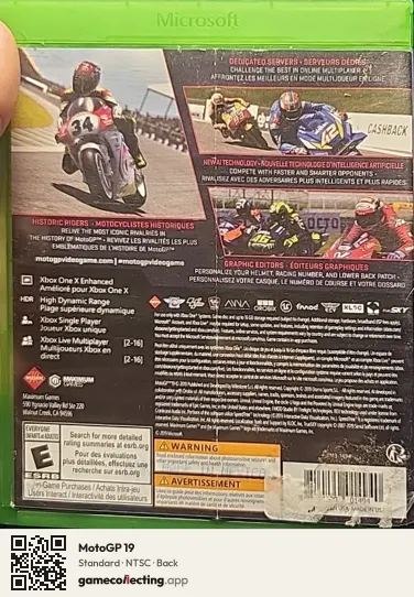 MotoGP 19 Xbox One, NTSC box back