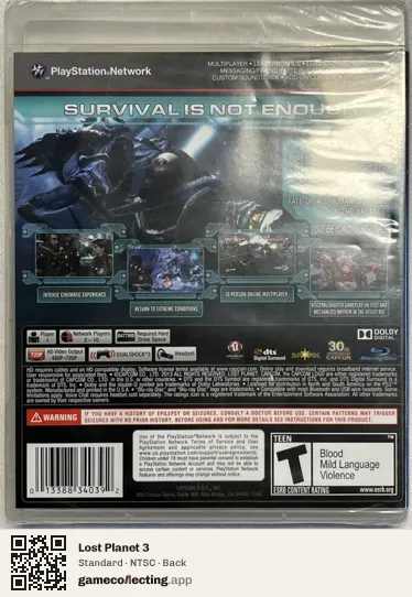 Lost Planet 3 PlayStation 3, NTSC box back