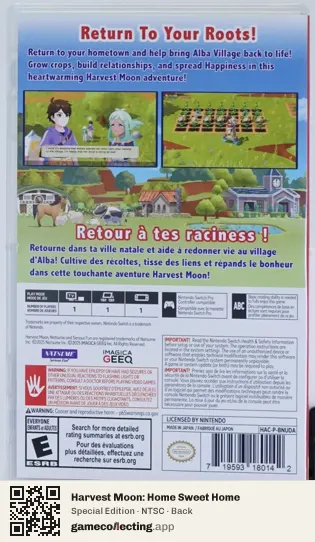 Harvest Moon: Home Sweet Home Nintendo Switch, NTSC box back