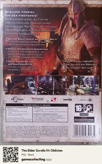 The Elder Scrolls IV: Oblivion Computer, PAL box back