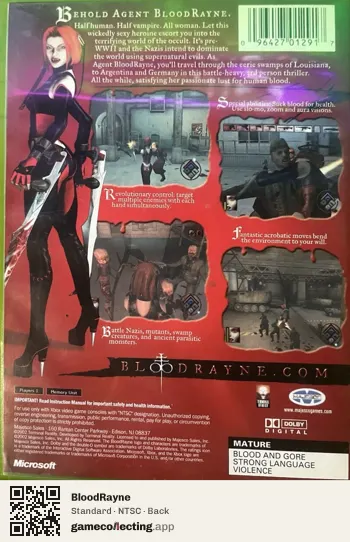 BloodRayne Xbox, NTSC box back