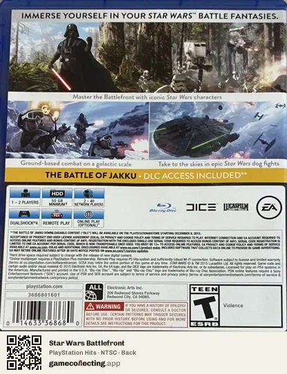 Star Wars Battlefront PlayStation 4, NTSC box back