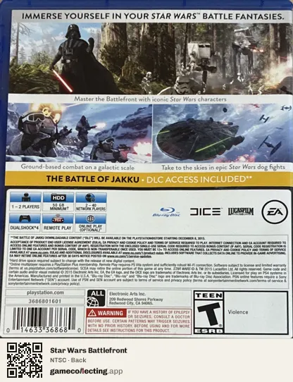 Star Wars Battlefront PlayStation 4, NTSC box back