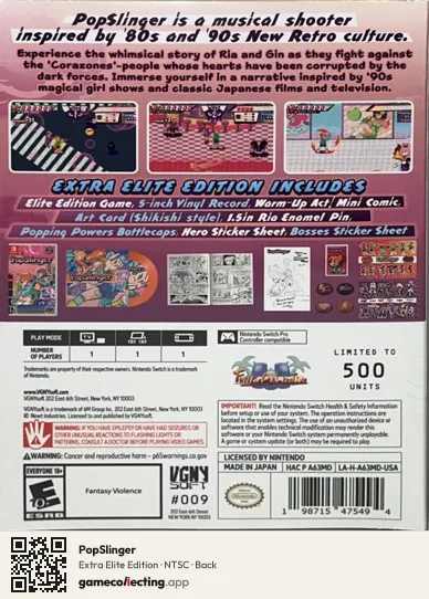 PopSlinger Nintendo Switch, NTSC box back