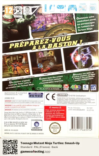 Teenage Mutant Ninja Turtles: Smash-Up Nintendo Wii, France box back