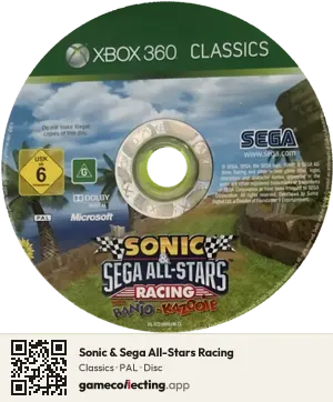 Sonic & Sega All-Stars Racing Xbox 360, PAL disc
