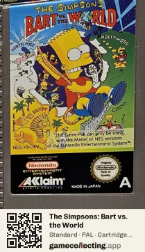 The Simpsons: Bart vs. the World Nintendo Entertainment System, PAL cartridge label