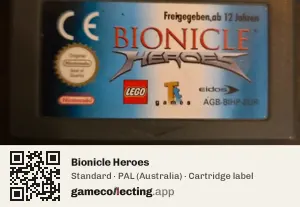 Bionicle Heroes Game Boy Advance, PAL cartridge label