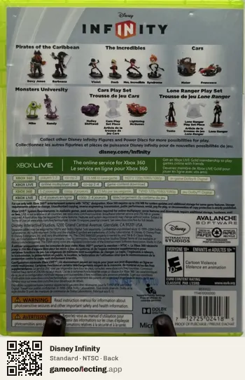 Disney Infinity Xbox 360, NTSC box back