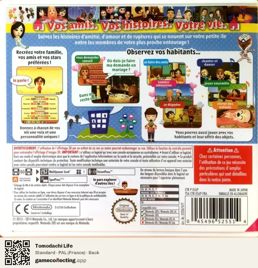 Tomodachi Life Nintendo 3DS, France box back