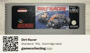 Dirt Racer Super Nintendo Entertainment System, PAL cartridge label
