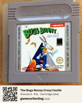 The Bugs Bunny Crazy Castle Game Boy, PAL cartridge label