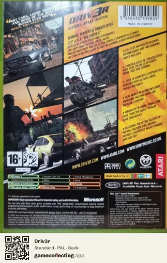 Driv3r Xbox, PAL box back