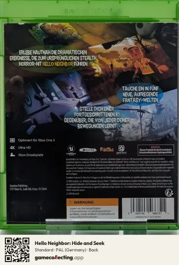 Hello Neighbor: Hide and Seek Xbox One, Germany box back