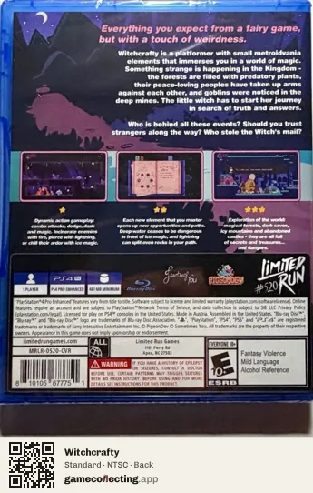 Witchcrafty PlayStation 4, NTSC box back