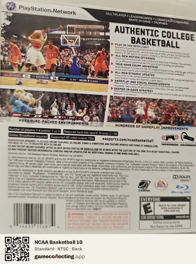 NCAA Basketball 10 PlayStation 3, NTSC box back