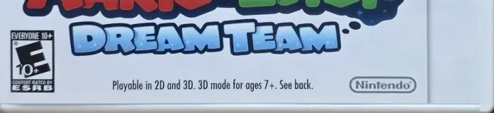 Mario & Luigi: Dream Team, the ESRB box on its front