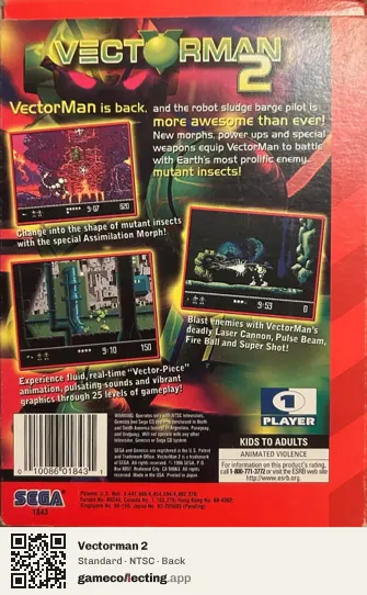 Vectorman 2 Sega Mega Drive / Genesis, NTSC box back