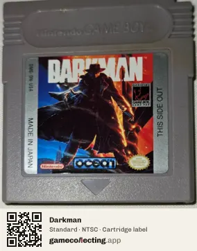 Darkman Game Boy, NTSC cartridge label
