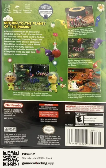 Pikmin 2 Nintendo GameCube, NTSC box back