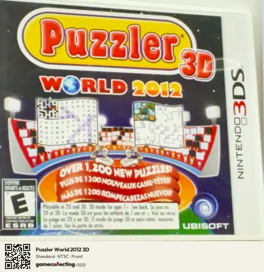 Puzzler World 2012 3D Nintendo 3DS, NTSC box front