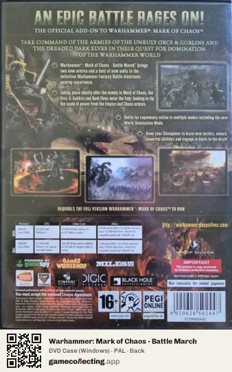 Warhammer: Mark of Chaos - Battle March Computer, PAL box back