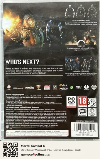 Mortal Kombat X Computer, United Kingdom box back
