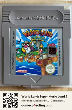 Wario Land: Super Mario Land 3 Game Boy, PAL cartridge label