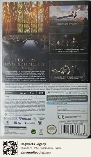 Hogwarts Legacy Nintendo Switch, Germany box back
