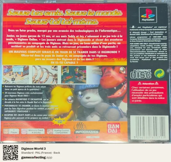 Digimon World 3 PlayStation, France box back