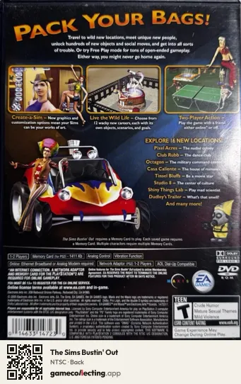 The Sims Bustin' Out PlayStation 2, NTSC box back