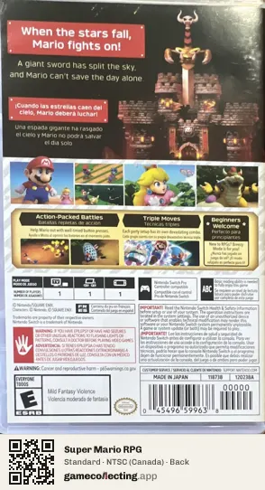 Super Mario RPG Nintendo Switch, Canada box back