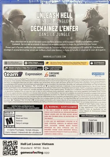 Hell Let Loose: Vietnam PlayStation 5, NTSC box back