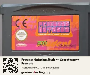 Princess Natasha: Student, Secret Agent, Princess Game Boy Advance, PAL cartridge label