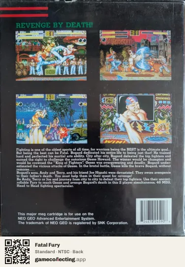Fatal Fury Neo Geo AES, NTSC box back