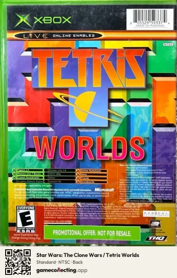 Star Wars: The Clone Wars / Tetris Worlds Xbox, NTSC box back
