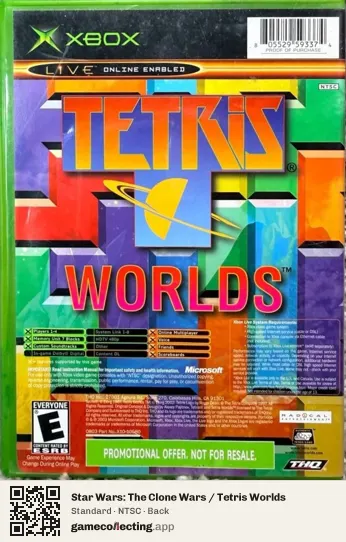 Star Wars: The Clone Wars / Tetris Worlds Xbox, NTSC box back