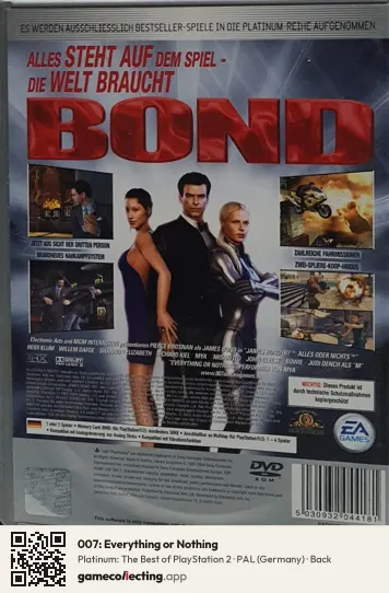 007: Everything or Nothing PlayStation 2, Germany box back