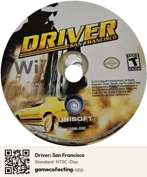 Driver: San Francisco Nintendo Wii, NTSC disc