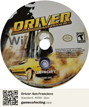 Driver: San Francisco Nintendo Wii, NTSC disc